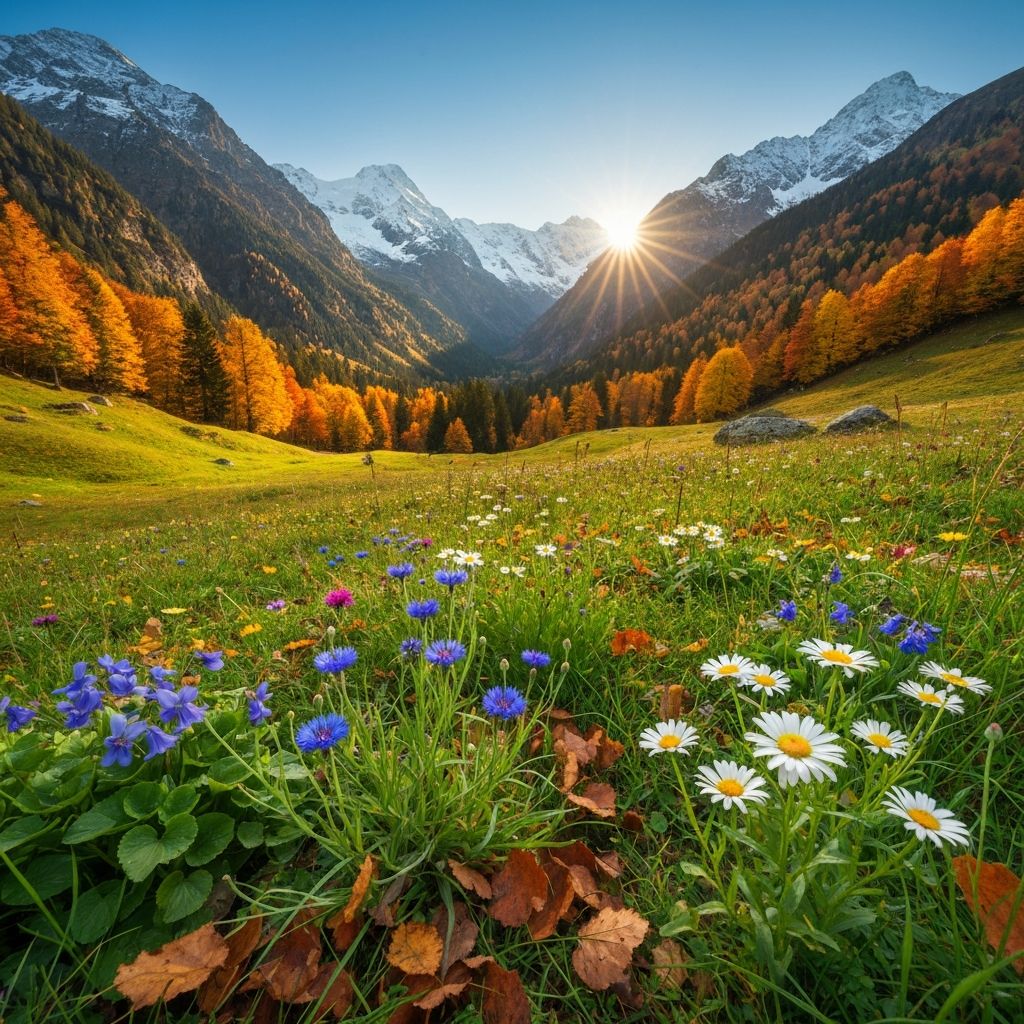 Alpine meadow showing seasonal vegetation changes